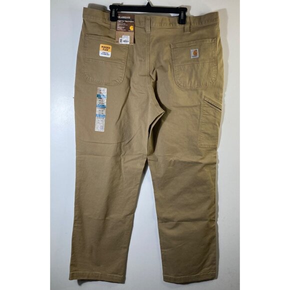 Mens‎ Carhartt Rugged Flex Rigby Dungaree Canvas Pants Dark Khaki 42 x 32 - Picture 2 of 6